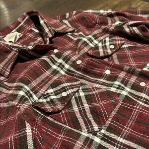 Passport Maroon and White Plaid pearl snap Button-Down Shirt